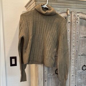 Express Ribbed Turtleneck Sweater in Olive